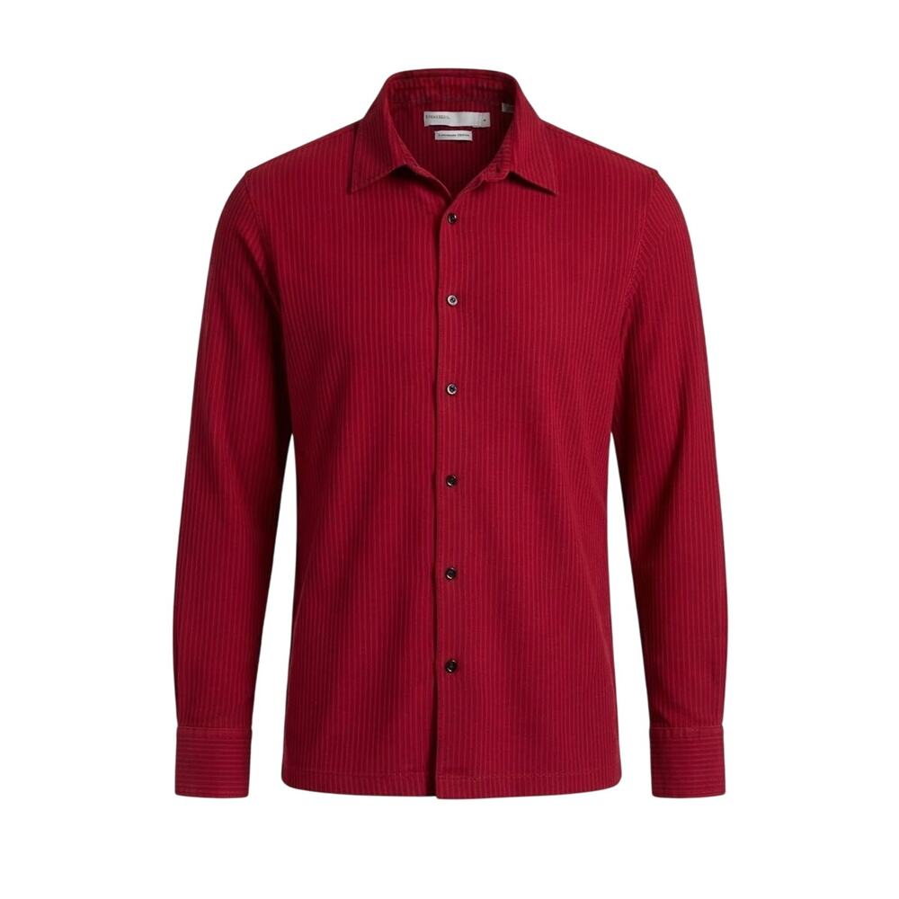 Perry Ellis Ribbed Mercerized Cotton Long Sleeve Button Up